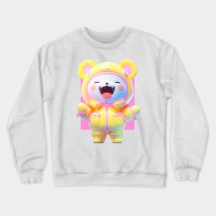 AKBLM - GENKI 元気 HAPPY JELLY PUFF KUMA | KAWAII 3D PASTEL YELLOW AESTETHIC ANIME CHARACTER Crewneck Sweatshirt